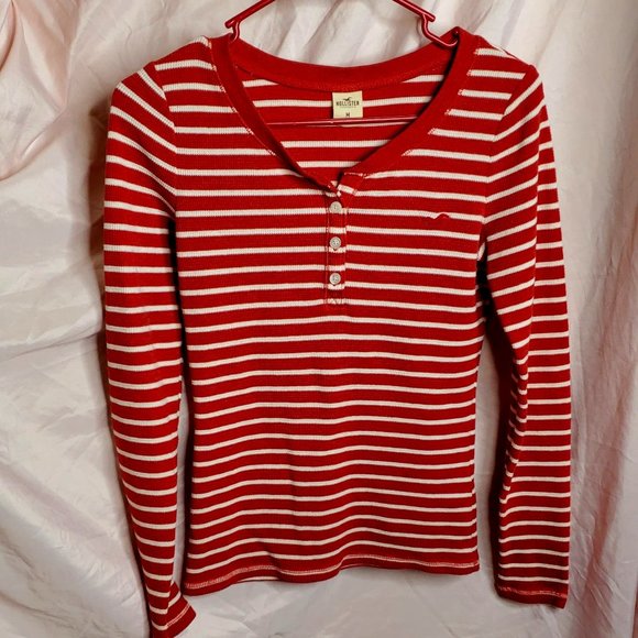 Hollister Orange & White Striped Shirt - Picture 2 of 4